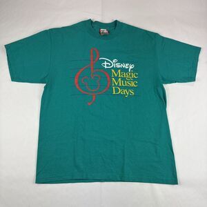 Disney Designs‎ Magic Music Days T-Shirt Green Crewneck OSFA Y2K 90s Made in USA